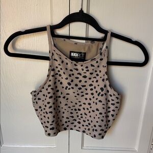 Beach Riot Spotted Tan and Black Animal Print Sports Bra